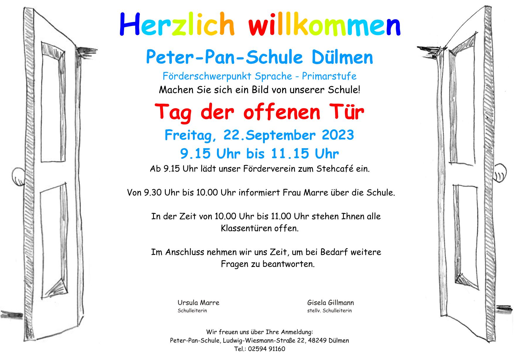 Plakat zum Tag der offenen Tür (Grafik: Peter-Pan-Schule)